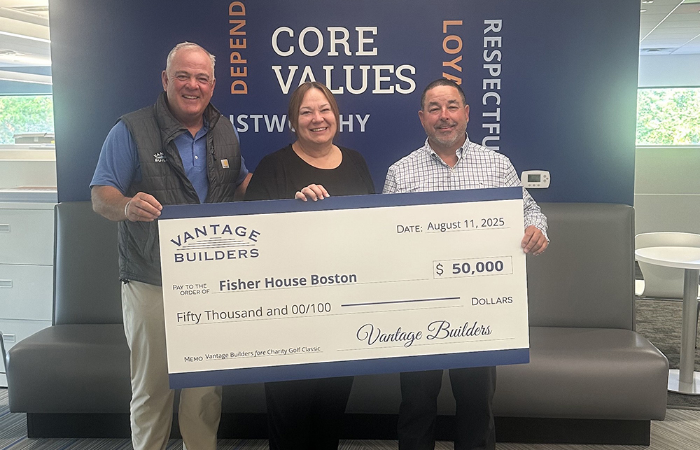 Vantage Builders donates $50,000 to Fisher House Boston through fore Charity Golf Classic